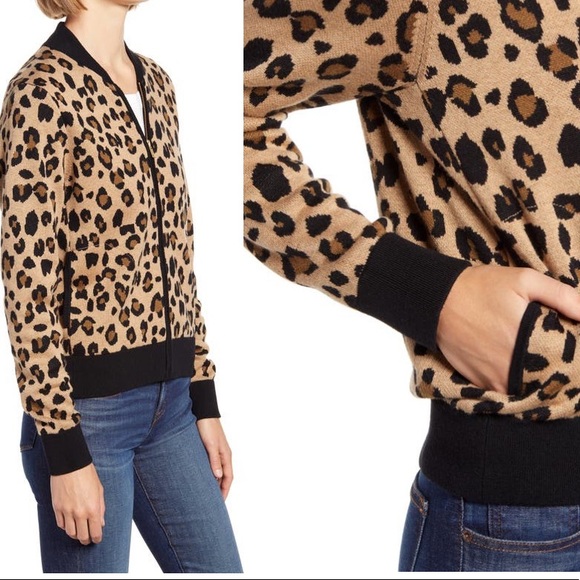 J.crew leopard sweater bomb jacket - Picture 2 of 3